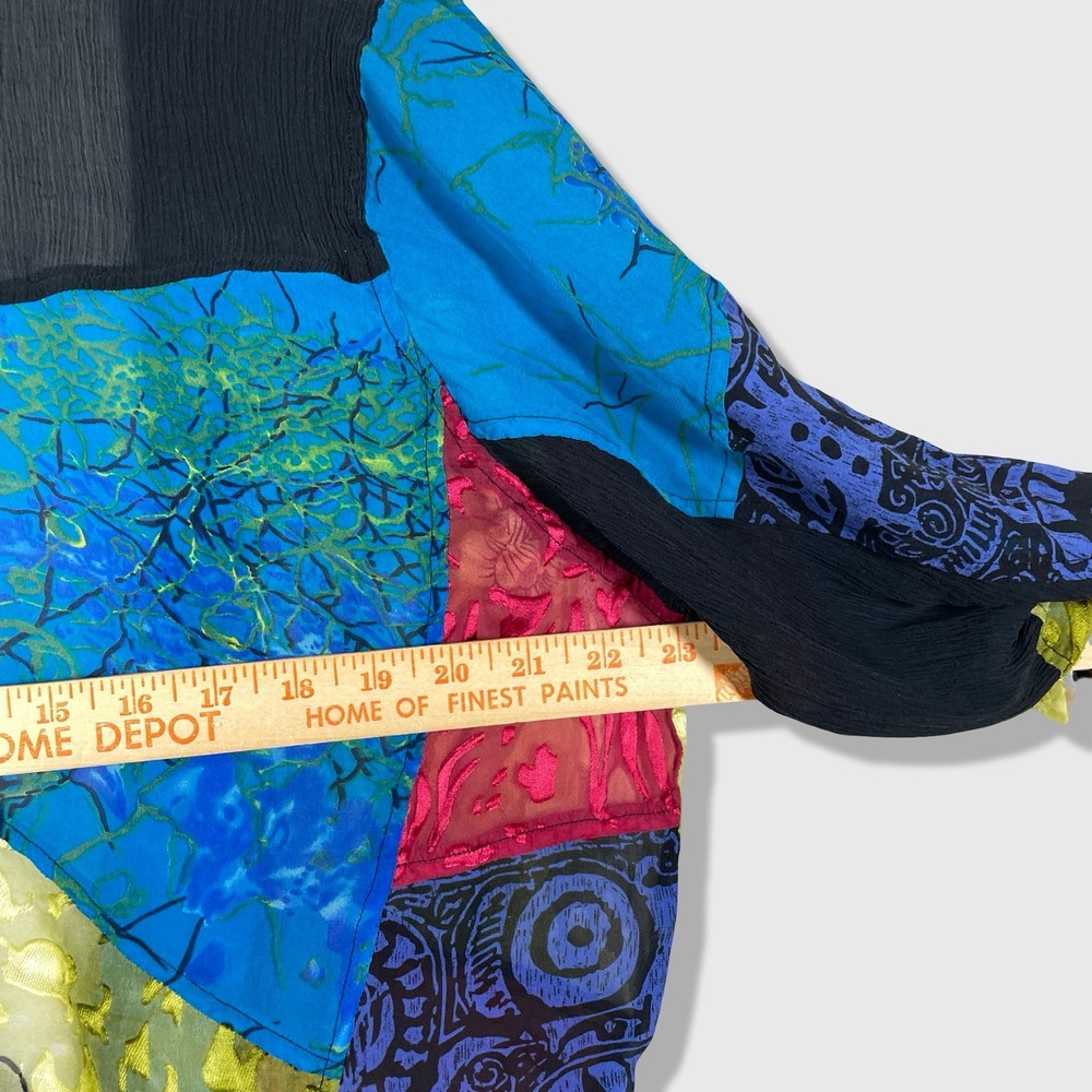 Chicos Patchwork Burnout Tie Front Top Women L Mu… - image 5